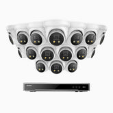 H800X - 4K 16 Channel 16 Cameras PoE Security System, 1/1.8'' BSI Sensor, f/1.6 Aperture (0.003 Lux), Siren & Strobe Alarm,Two-Way Audio, Human & Vehicle Detection, Perimeter Protection, Works with Alexa